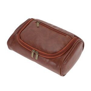 Waterproof Durable PU Travel Make Up Bag with Compartments Brown